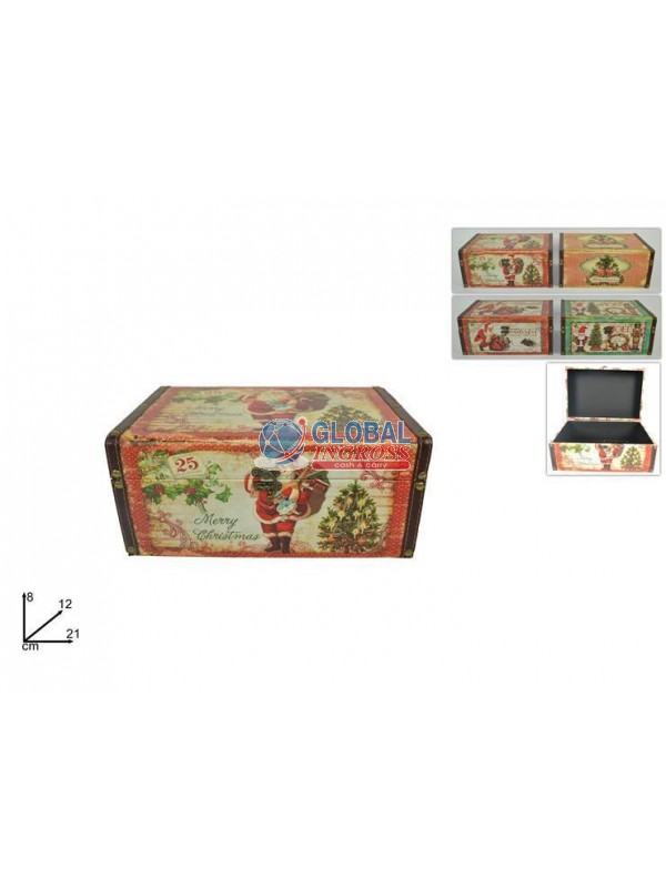 SCATOLA BAULETTO LEGNO 12x8x21cm NATALE