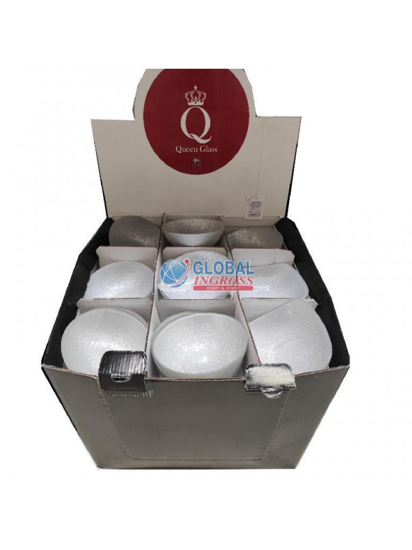 CIOTOLA VETRO 13cm BIANCO GLITTER ASS.