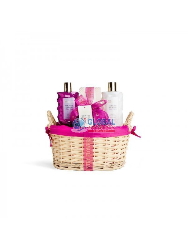SET SCENTED COUNTRY FLOWERS 4pz BASKET