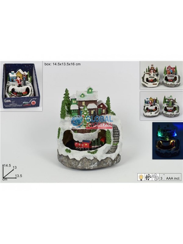 GIOSTRINA SCENARIO VILLAGGIO C/TRENO E LUCI