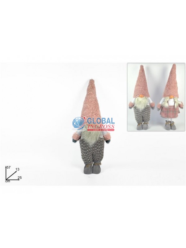 GNOMO 57cm CAPPELLO PELLICCIA ROSA