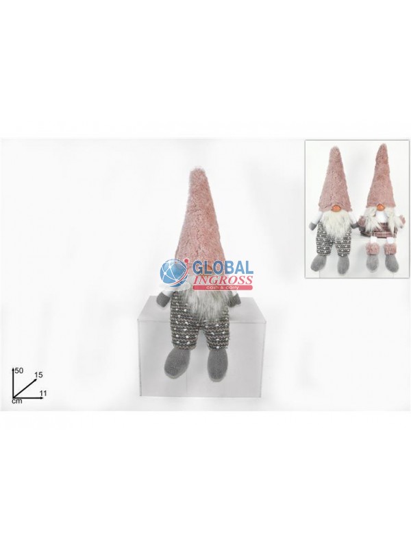 GNOMO 50cm CAPPELLO PELLICCIA ROSA