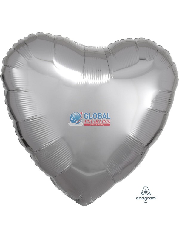 MYLAR CUORE 42cm SILVER17"