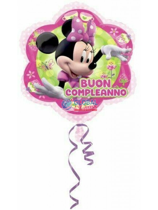 MYLAR MINNIE BUON COMPLEANNO FIORE 45cm.