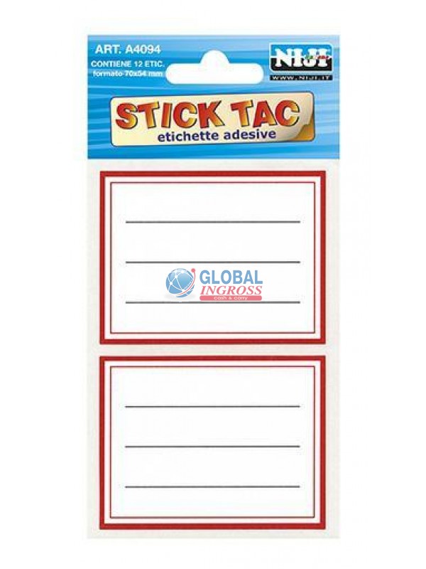 ETICHETTE C/BORDO ROSSO12pz