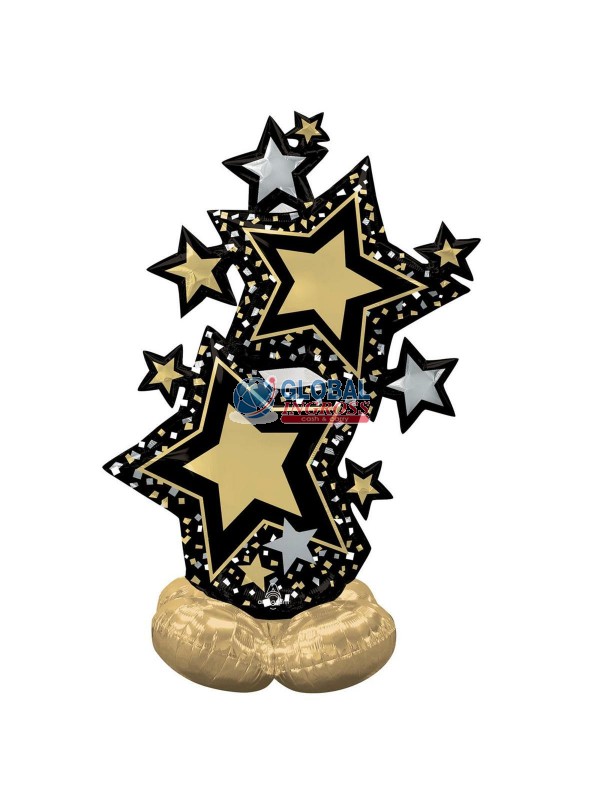 AIRLOONZ STARS BLACK/GOLD 86x149 GONFIAGGIO AD ARIA