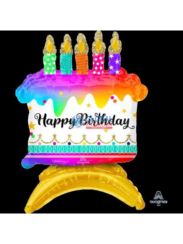 AIRLOONZ TORTA COMPLEANNO 35x45cm GONFIAGGIO AD ARIA