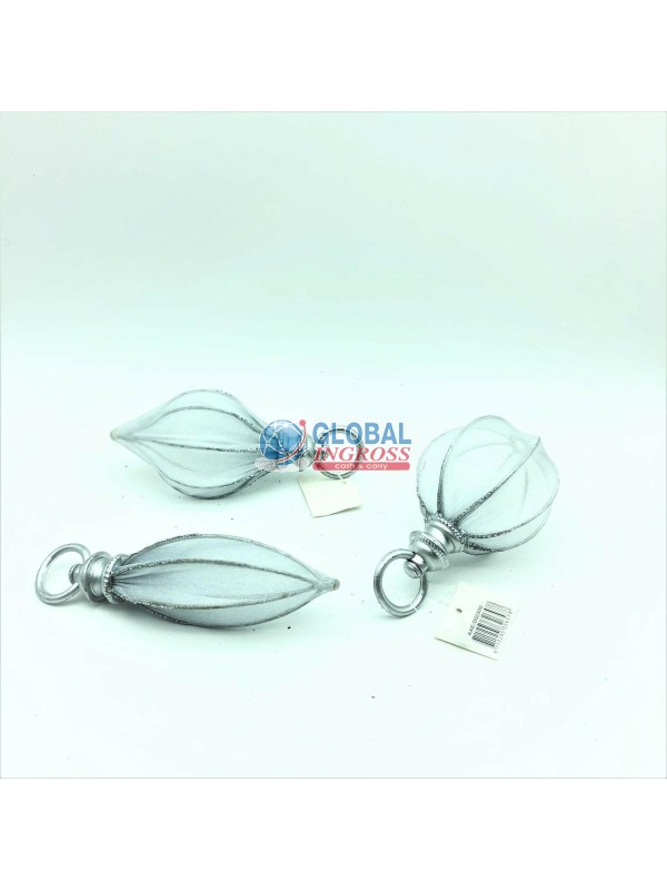 DECORAZIONE ALBERO TRASP. BIANCO/ARGENTO