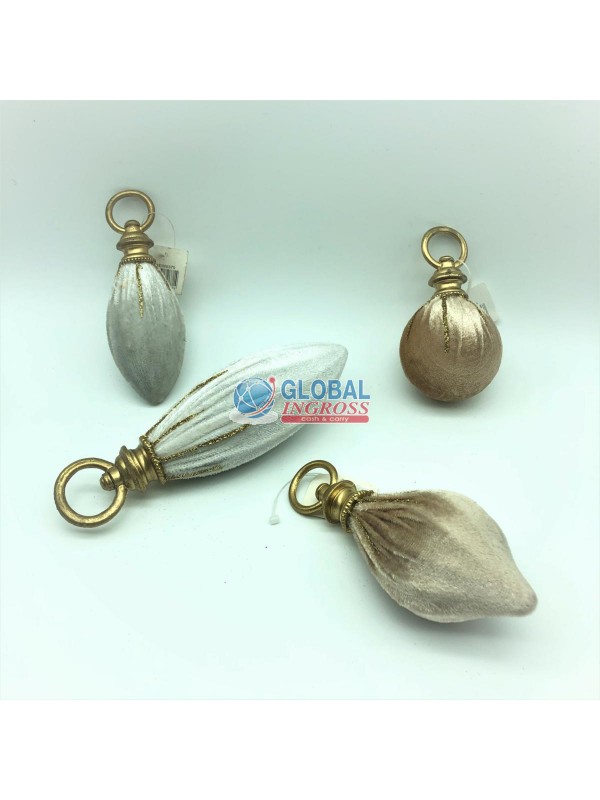 DECORAZIONE ALBERO VELLUTO CREMA ASS.