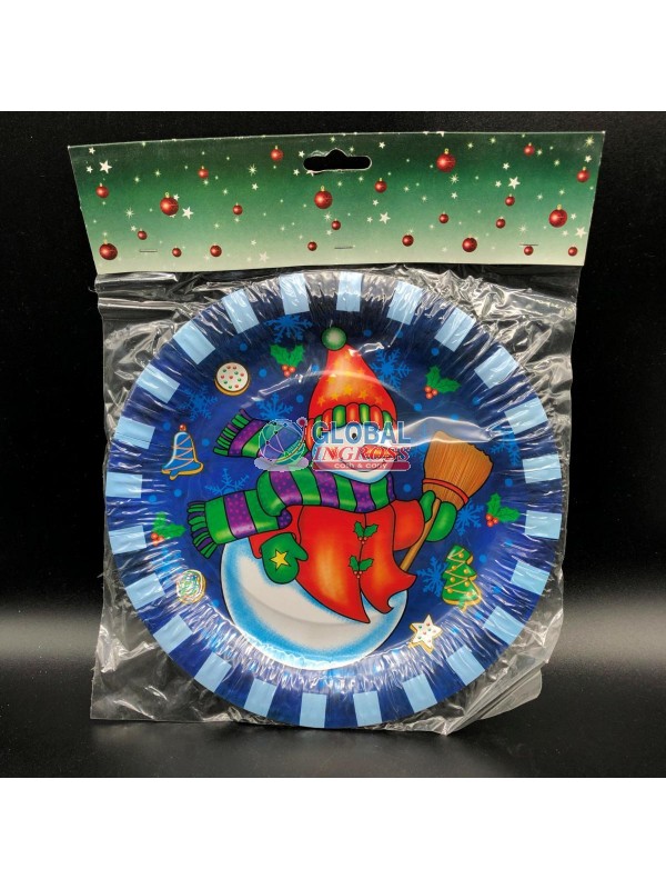 PARTY PIATTI PIANI NATALE PUPAZZO NEVE 3PZ