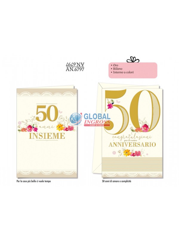 BIGLIETTO ANNIVERSARIO 50 ANNI ORI E RILIEVI