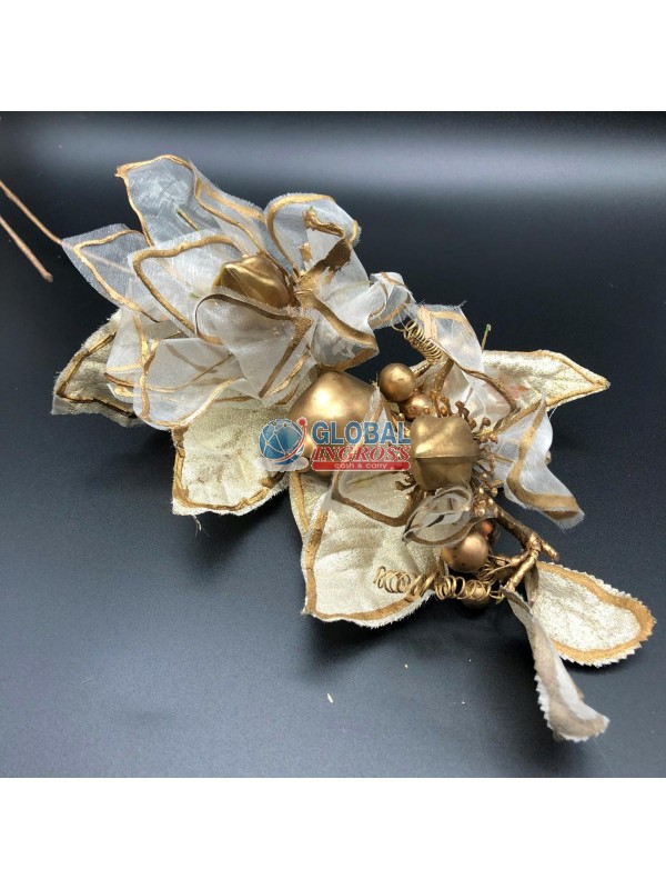 RAMO FIORI DORATI C/BACCHE