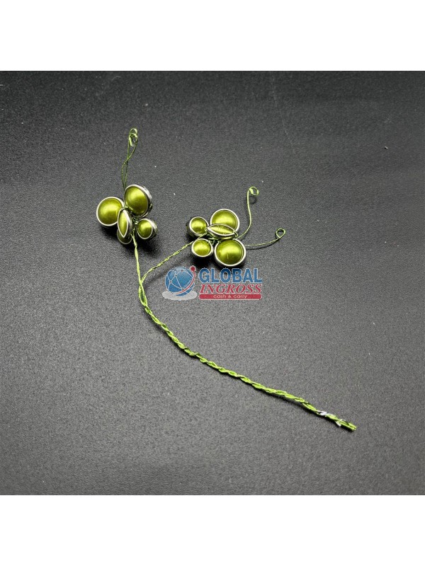 PICK FARFALLA 2pz PERLINE VERDE