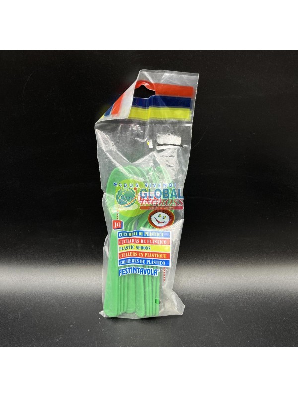 CUCCHIAINI PL. VERDE 10pz