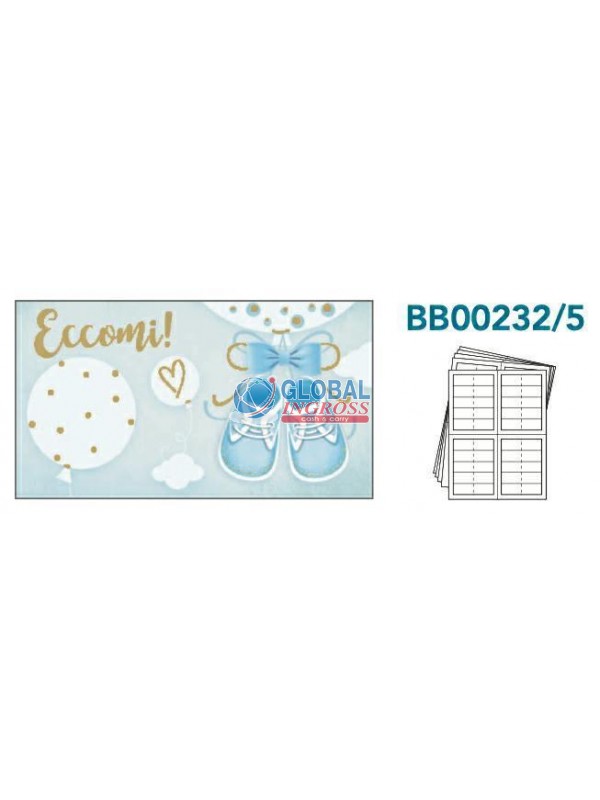 BOMBONIERA A4 NASCITA SCARPETTE AZZURRE