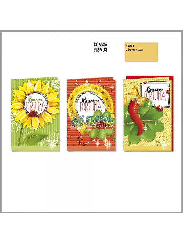 BIGLIETTO COMPLEANNO FORTUNA GLITTER
