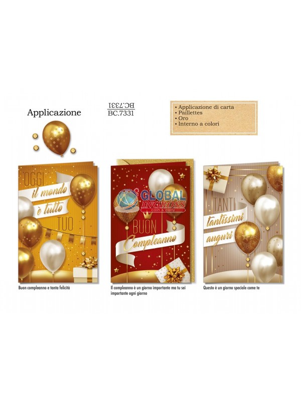 BIGLIETTO COMPLEANNO PALLONCINI DI CARTA