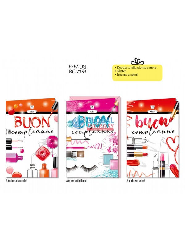 BIGLIETTO COMPLEANNO ROTELLA SMALTO