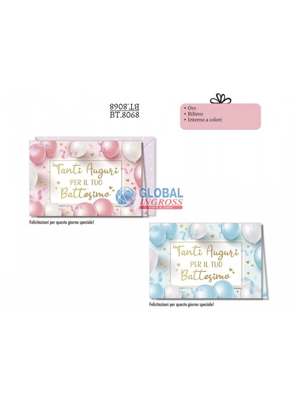 BIGLIETTO BATTESIMO PALLONCINI