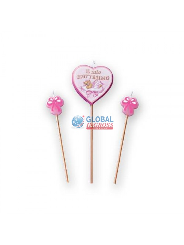 CANDELINE BATTESIMO ROSA