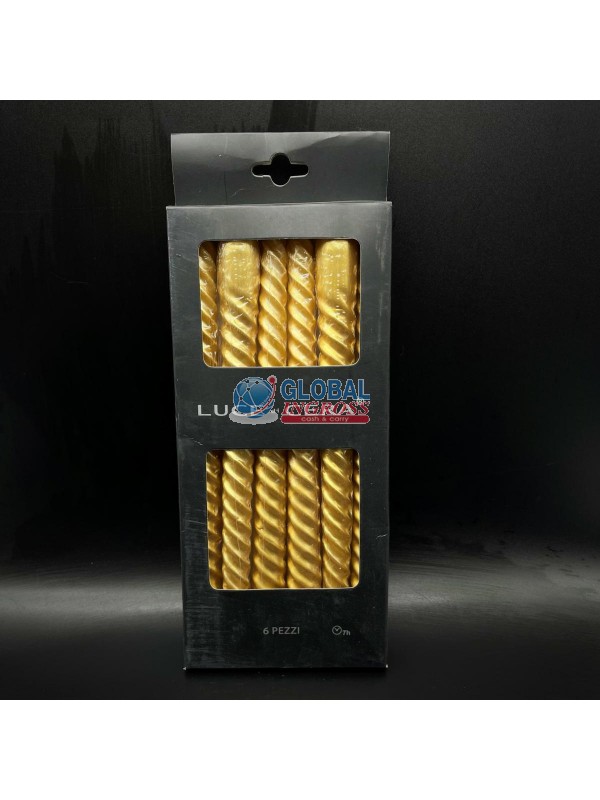 SET 6 CANDELE ORO TORCIGLIONE