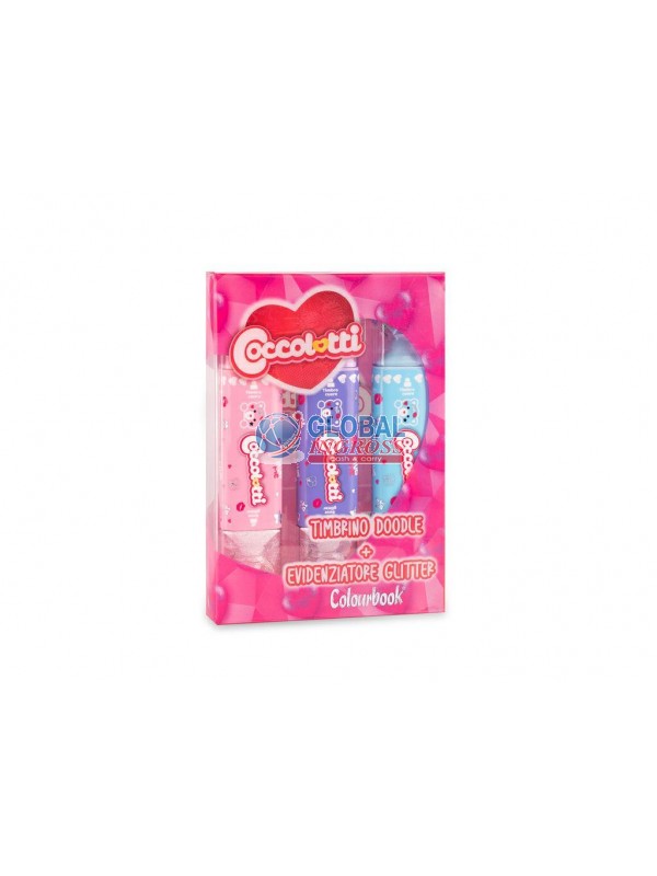 EVIDENZIATORI COCCOLOTTI GLITTER C/TIMBRINO 3pz