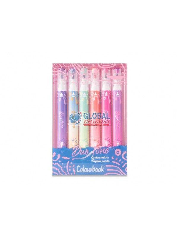 EVIDENZIATORI 6pz DOPPIA PUNTA DUOTONE