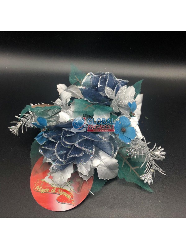 PORTACANDELA 1 POSTO C/FIORI BLU