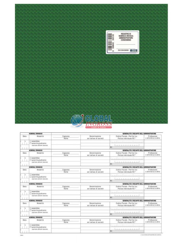 REGISTRO NOM/REV AMMINISTRATORE CONDOMINIO