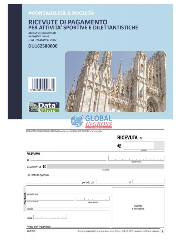 RICEVUTA ATTIVITA' SPORTIVA 50x2