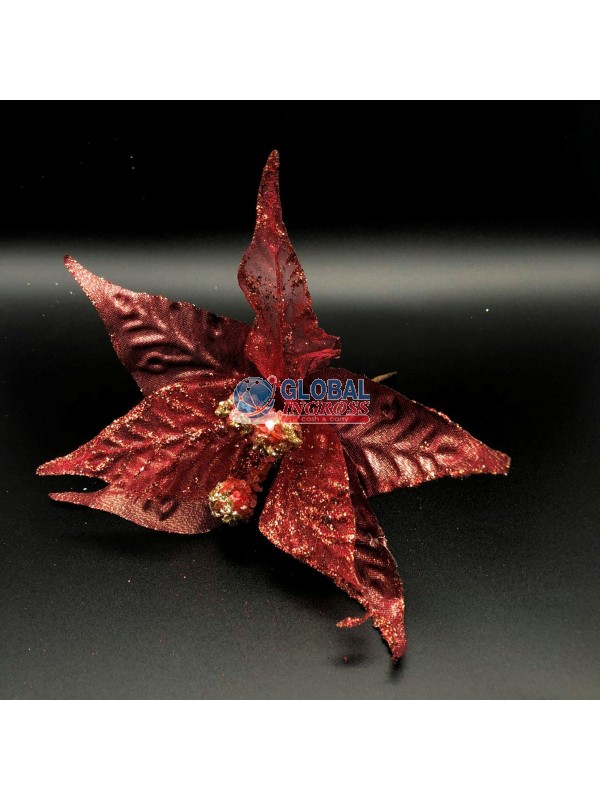 FIORE CORTO CON PERLE ROSSO