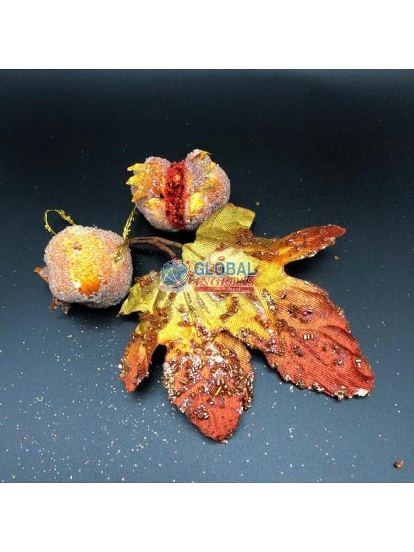 FOGLIA CON MELOGRANO BRONZO