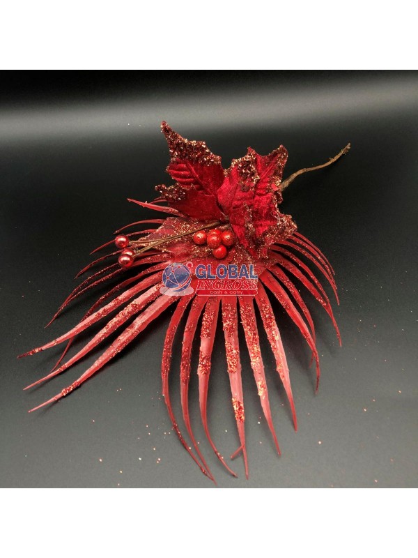 FIORE C/FOGLIE ROSSO