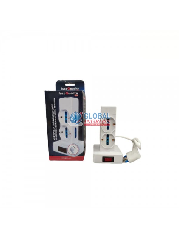 MULTIPRESA TORRE 6 POSTI (2 SCHUKO + 4 BIPASSO) SPINA 16A