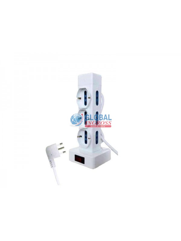 MULTIPRESA TORRE 9 POSTI (3 SCHUKO + 6 BIPASSO) SPINA 16A