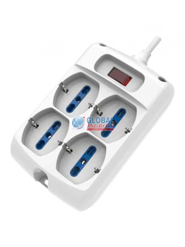MULTIPRESA 4 SCHUKO QUADRATA SPINA 10A SALVASPAZIO C/INT. 1,5mt