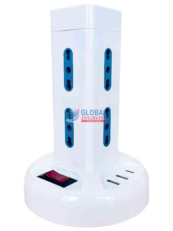 MULTIPRESA TORRE 8 POSTI BIPASSO +2 USBA +1 USBC new