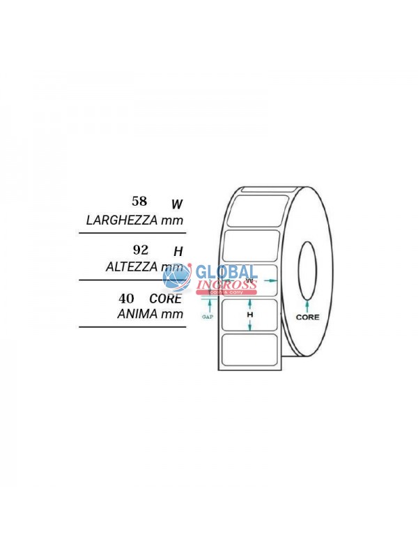 ROTOLO ETICHETTE 58x92 A.40 500pz