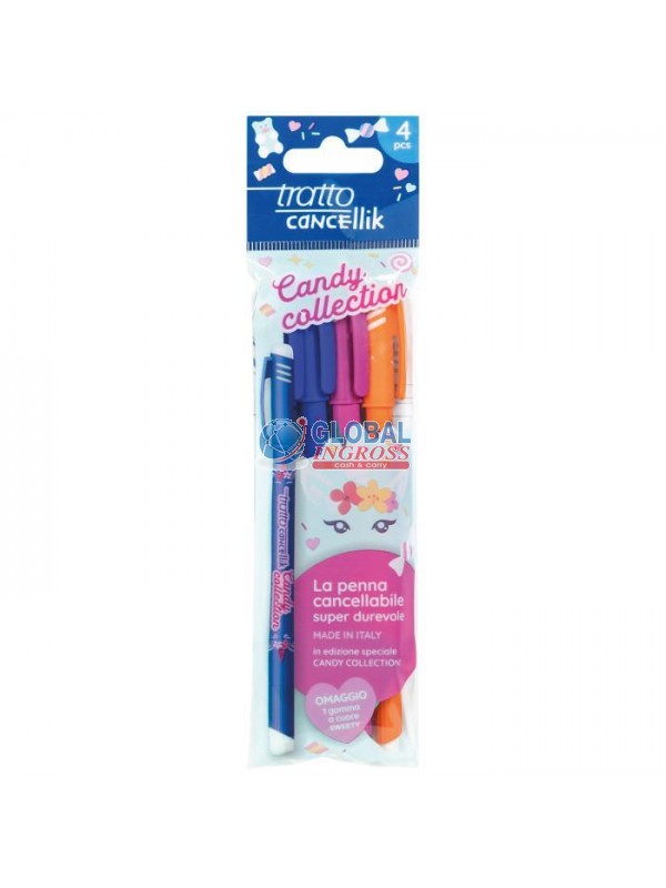 TRATTO CANCELLIK CANDY 4pz + GOMMA CUORE