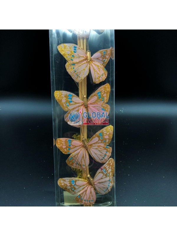 FARFALLE ORO SU RAMO 8PZ 8cm