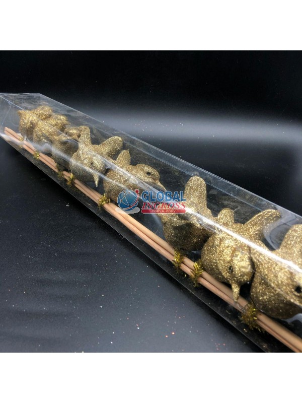 UCCELLI GLITTER ORO 10PZ