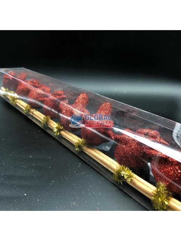 UCCELLI GLITTER ROSSI 10PZ