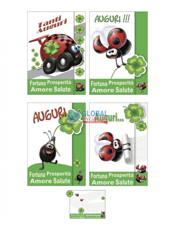BIGLIETTO AUGURI COCCINELLA FORTUNA