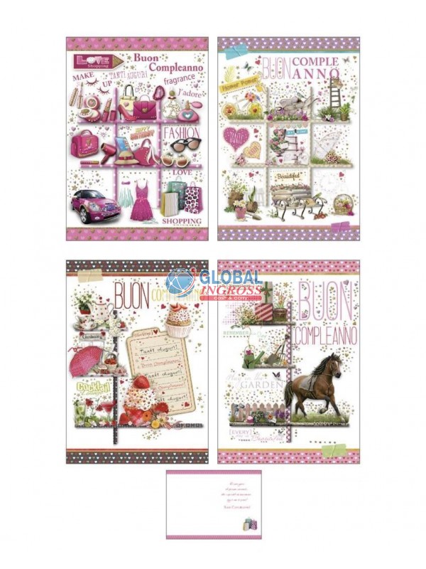 BIGLIETTO COMPLEANNO GLAM