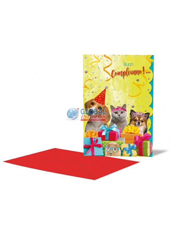BIGLIETTO COMPLEANNO ANIMALI HUMOR