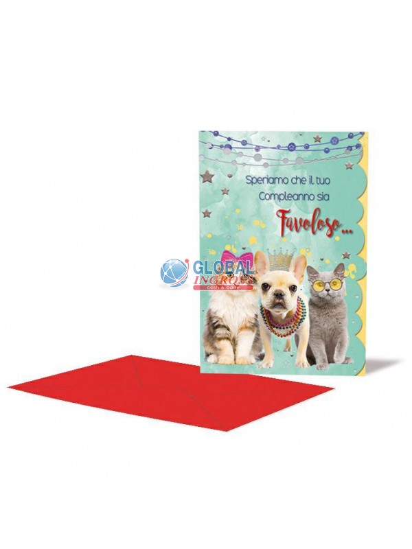 BIGLIETTO COMPLEANNO ANIMALI HUMOR