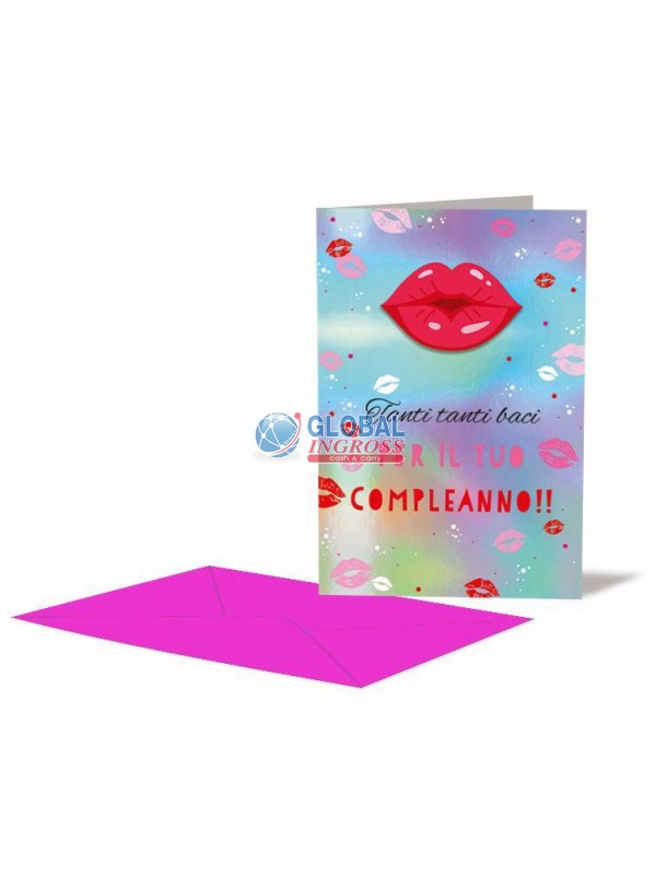 BIGLIETTO COMPLEANNO KISSES