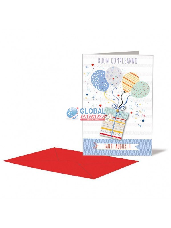 BIGLIETTO COMPLEANNO PALLONCINI