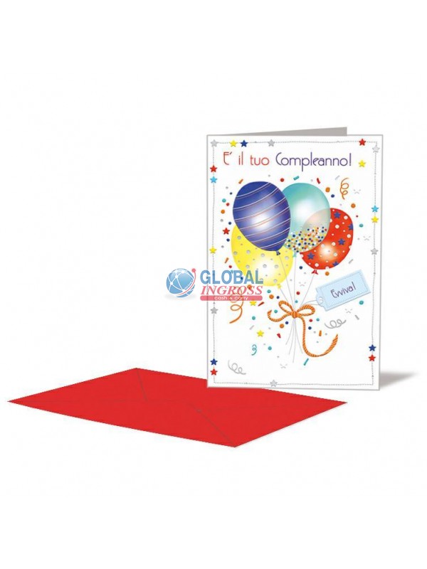 BIGLIETTO COMPLEANNO PALLONCINI
