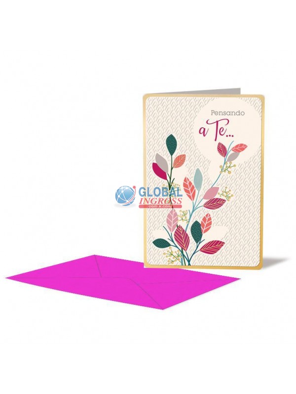 BIGLIETTO COMPLEANNO GOLD WISHES FIORI